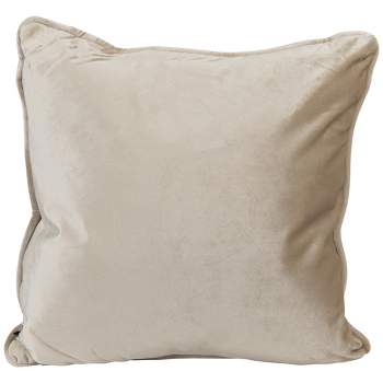 Northlight 17" Solid Taupe Plush Square Throw Pillow with Piped Edges