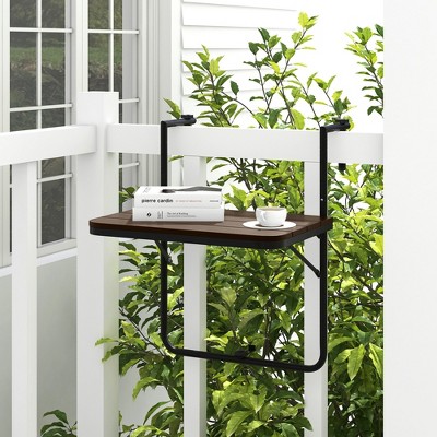 Adjustable Folding Dark Brown Metal and HIPS Hanging Table