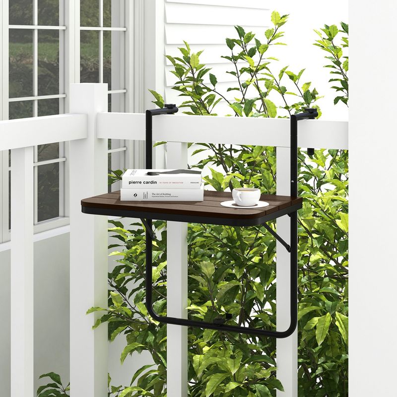 Costway Folding Hanging Table Outdoor Railing Table with 3-Level Adjustable Height, 3 of 10