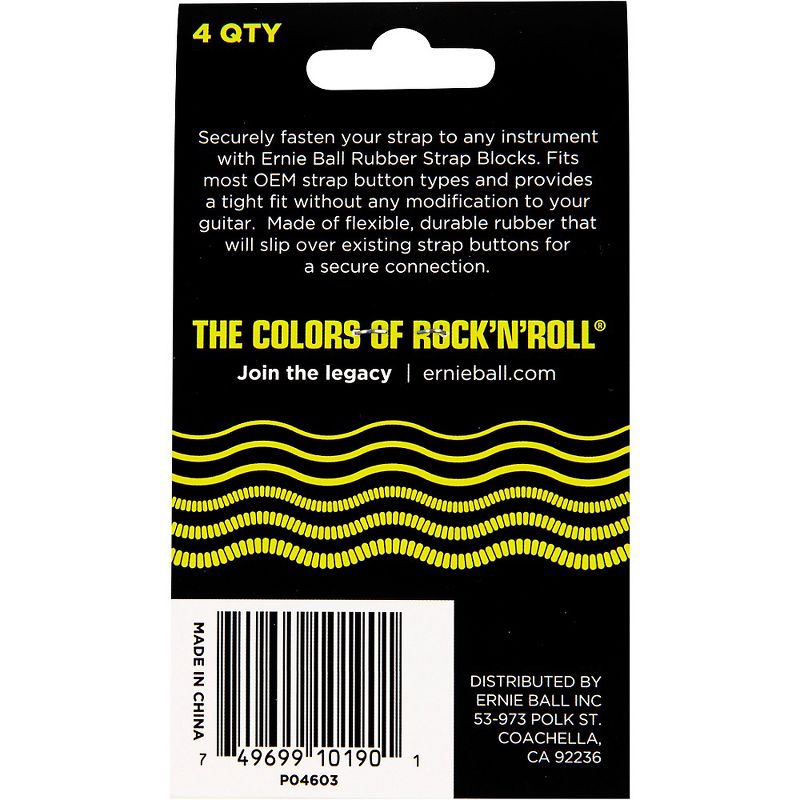 Ernie Ball Strap Blocks 4-Pack, Black and Red, 2 of 3