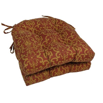 Blazing Needles, 16-inch Spun Polyester Patterned Outdoor U-shaped Tufted Chair Cushions (Set of 2)