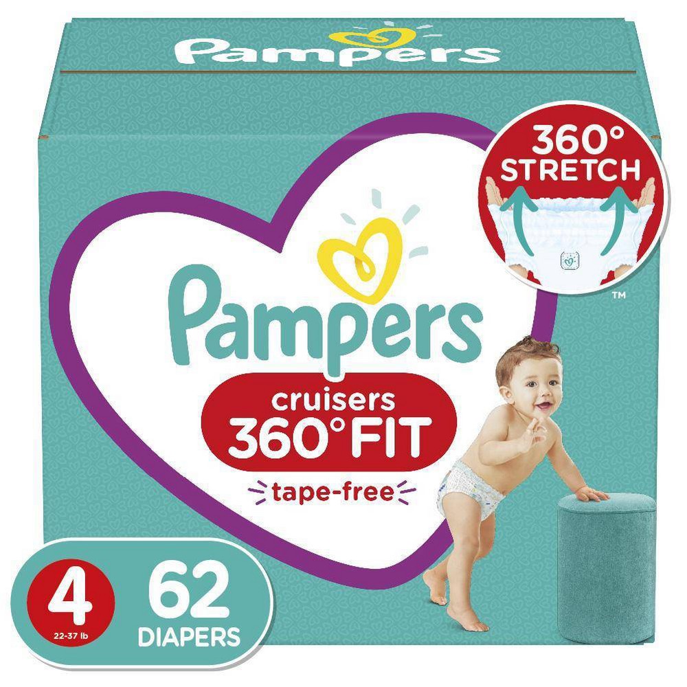 Pampers Cruisers 360 Disposable Diapers Super Pack - Size 4 (62ct)