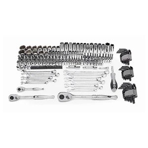 Master Mechanic 180 Piece Mechanics SAE and Metric Socket Tool Kit with 1/4, 3/8, and 1/2 Inch Drive, Assorted Bits, Adapters, Wrenches, and Hex Keys - 1 of 4