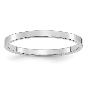 Black Bow Jewelry 2mm Rhodium Plated Sterling Silver Light Flat Comfort Fit Band - 1 of 4
