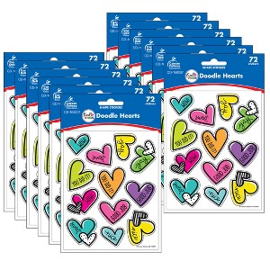 Carson Dellosa Education Kind Vibes Doodle Hearts Shape Stickers, 72 Per Pack, 12 Packs - 1 of 3