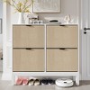 Garvee Shoe Storage Cabinet with 2/3/4 Flip Drawers,Farmhouse Fluted Shoe Organizer,Freestanding Hidden Slim Narrow Shoe Rack for Entryway,Foyer - 3 of 4
