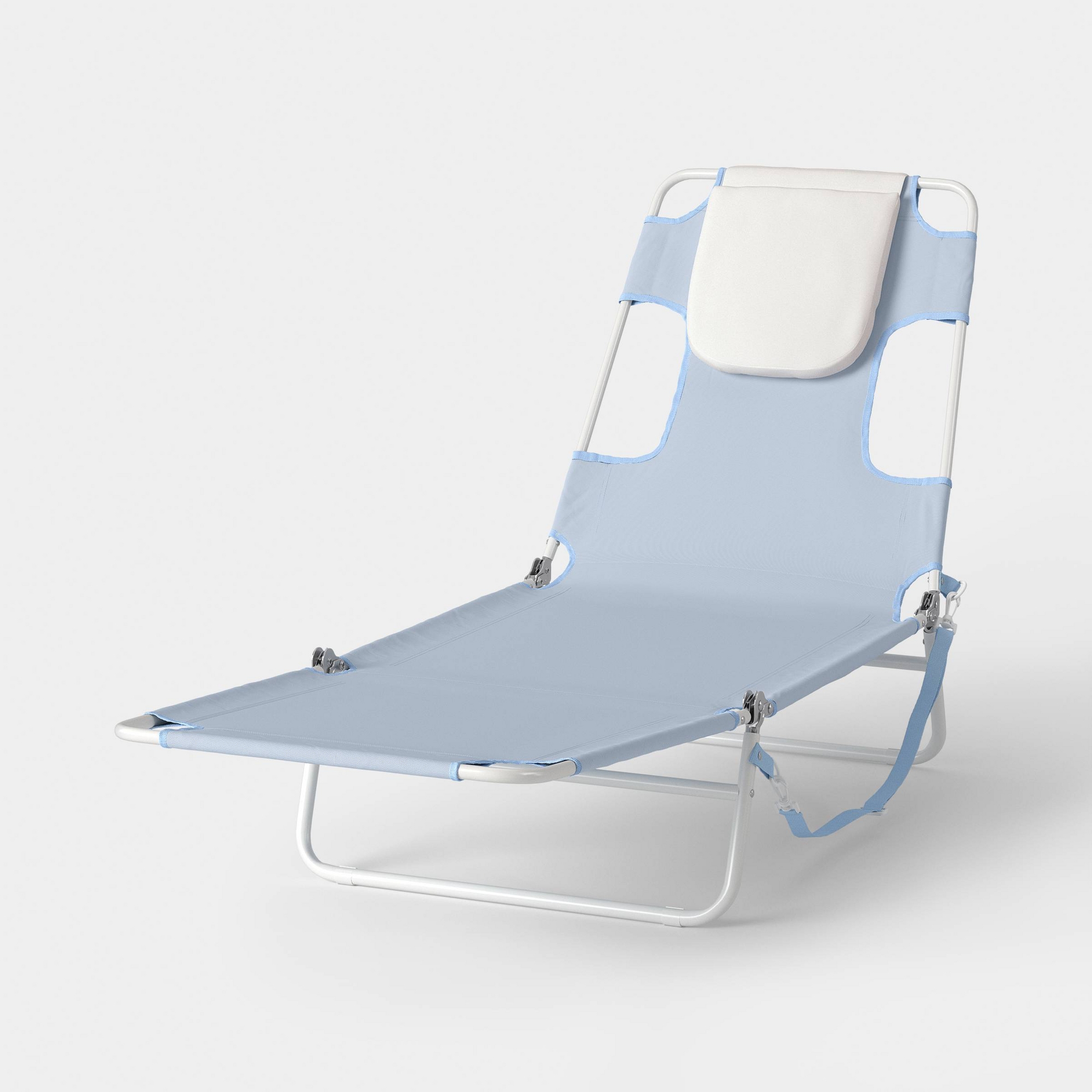 Folding Outdoor Portable Beach Lounge Chair Light Blue - Room Essentials™