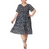Agnes Orinda Women's Plus Size Elegant Smocked Chiffon Floral Midi A Line Dresses - 2 of 4
