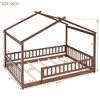 CAVINAS Twin Size Bed Frame, Wood Bed House Bed Frame with Fence, House-Shaped Floor Bed for Kids, Teens, Girls, Boys, Floor Platform Bed - 2 of 4