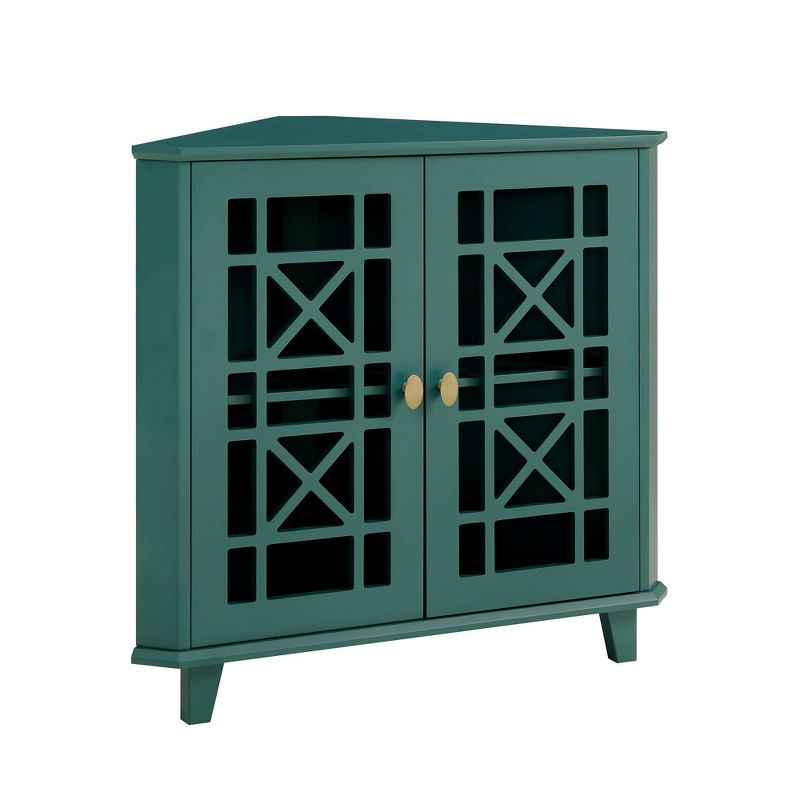 2 Door Corner Accent Cabinet with Fretwork Doors - Saracina Home, 4 of 13