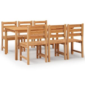 vidaXL Patio Dining Set Garden Outdoor Dining Table and Chairs Solid Teak Wood - 70.9" Table Length 6x Chair + Table 6 Items - 1 of 4