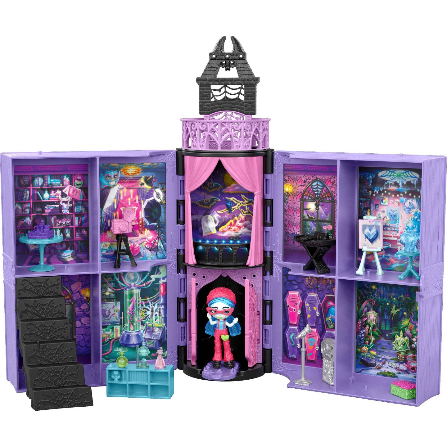 Детский игровой набор Monster High Little Frights Fearbook Playset with Ghoulia 3" Mini Doll and 13+ Accessories — фото 6