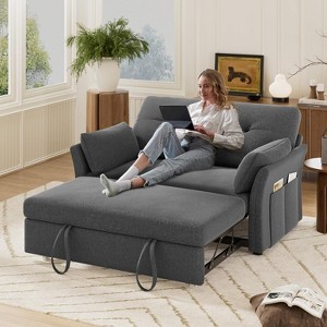 Dyonery 3-in-1 Convertible Sofa Bed, Pull Out Sleeper Sofa with Side Pocket & Adjustable Backrest, Tool-Free Assembly, Folding Loveseat - 1 of 4
