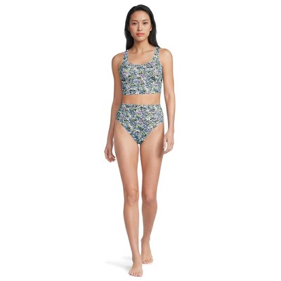 Lands' End Women's Tugless Tankini Top and High Waisted Bottom