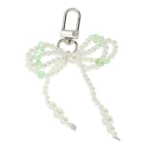 Unique Bargains Faux Pearl Bow Handbag Charms Keychains 1 Pc - 1 of 4