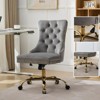 RISOKEYS Velvet Upholstered High Back Desk Chair,360° Swivel Adjustable Height Office Chair,with Golden Metal Base for Home Office,Study - 4 of 4