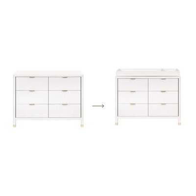 Warm White 6-Drawer Dresser with Gold Accents