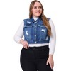 Agnes Orinda Women's Plus Size Sleeveless Chest Pockets Button-Up Denim Vests - 3 of 4