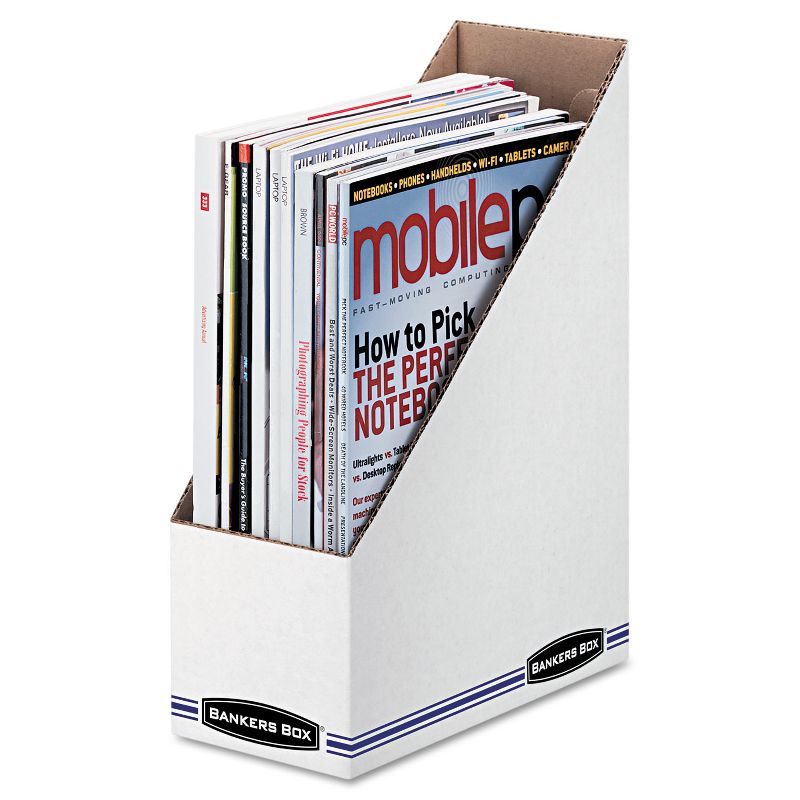 Bankers Box Corrugated Cardboard Magazine File 4 x 9 1/4 x 11 3/4 White 12/Carton 10723, 1 of 3