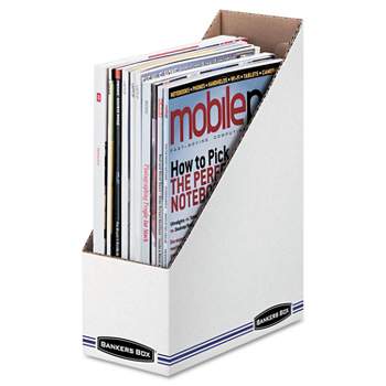 Bankers Box Corrugated Cardboard Magazine File 4 x 9 1/4 x 11 3/4 White 12/Carton 10723