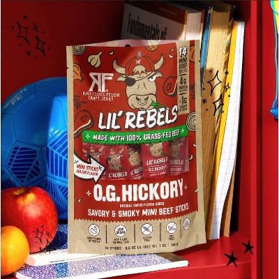 Righteous Felon Craft Jerky Lil Rebels OG Hickory Mini Beef High-Protein Snack Meat Sticks - 7oz/14ct