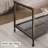 Industrial Coffee Table 2-Tier Rectangle Storage Cocktail Table Living Room Table with Mesh Shelf Metal Frame Sturdy Coffee Table, Rustic Brown - 4 of 4