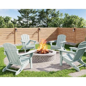 Folding Adirondack Chair Set of 4, HDPE Plastic Weather Resistant Oversized Outdoor Chair for Patio, Lawn, Garden, Backyard, Deck, 380 Lb Support - 1 of 4