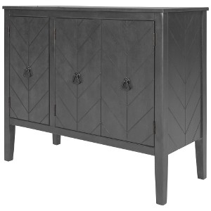 Lyngins Sideboard Buffet Cabinets with 3 Retro Metal Handles,3 Doors,Coffee Bar Cabinets with Pinewood Legs,Credenzas for Kitchen,Entryway - 1 of 4
