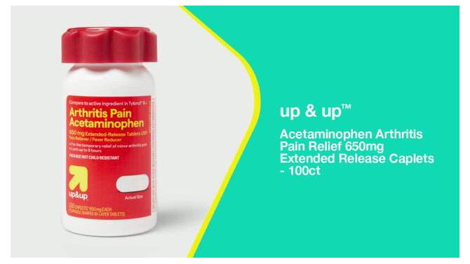 Acetaminophen Arthritis Pain Relief 650mg Extended Release Caplets - 100ct - up &#38; up&#8482;, 6 of 7, play video