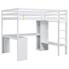 NicBex Full Size Loft Bed with L-Shaped Desk Wooden Bed Frame with Wardrobe, Shelves, Ladder and Full Length Guardrail, No Box Spring Required - 3 of 4