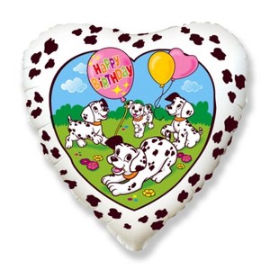 LoonBalloon Birthday Children Balloons: 18 Inch Happy Birthday Dalmatians - White (2 pcs) - 1 of 1