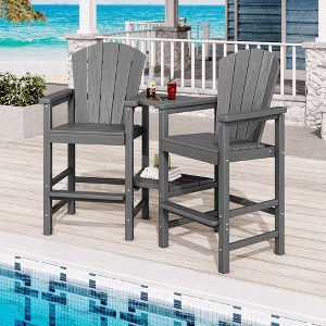 Modern HDPE 2-Person Bar Stool Set - Durable and Stylish High Counter Stools for Patio - 1 of 4