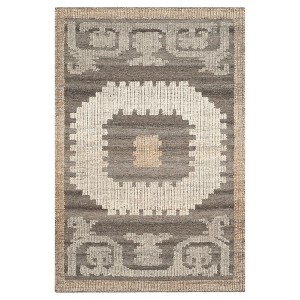Ivory/Brown Abstract Loomed Accent Rug - (3