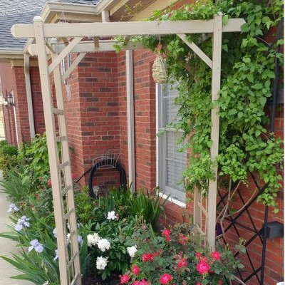 Elmwood White Vinyl Garden Arbor with Lattice Sides