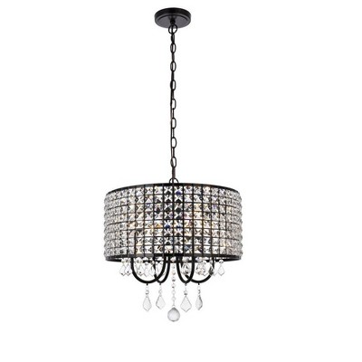 Elegant Lighting Elise 17 inch pendant in black