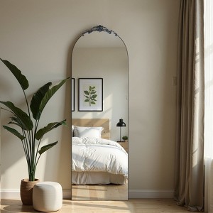 67"x23" Arched Full-Body Mirror, Black Wood Framed Full-length Mirror with Stand, Vanity Mirror for Bathroom, Bedroom Entryway, Living/Dressing Room - 1 of 4