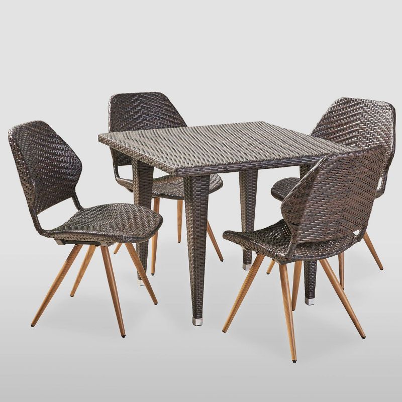Cadlao 5pc Wicker Dining Set - Multibrown - Christopher Knight Home, 3 of 8
