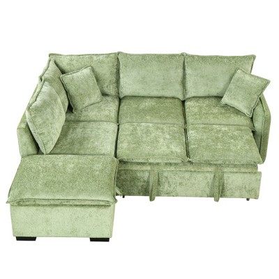 NicBex Modern Pull Out Sofa Bed Chenille Convertible Sleeper Sofa with Storage Ottoman and 2 Pillows for Living Room