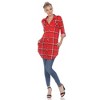 Women's Printed Plaid Roll Tab Tunic - White Mark - 2 of 4