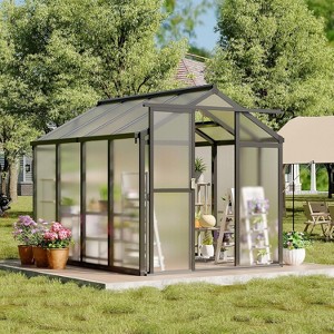 GustoWave  Walk-In Polycarbonate Greenhouse with Aluminum Frame, Black. - 1 of 4