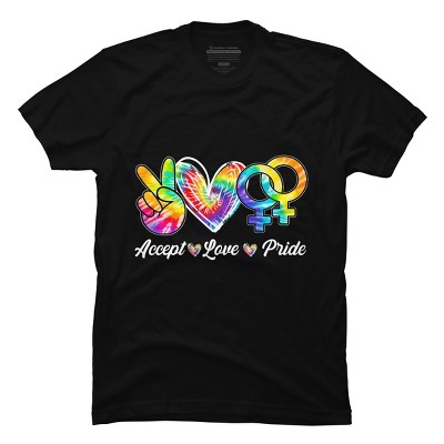 Adult Design By Humans Accept Love Tie-Dye Rainbow Pride By Marilynart T-Shirt
