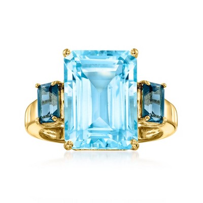 Ross-Simons 12.00 Carat Swiss Blue Topaz and 1.30 ct. t.w. London Blue Topaz Ring in 18kt Gold Over Sterling