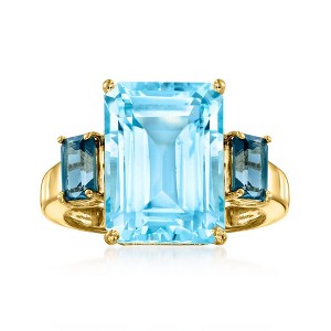 Ross-Simons 12.00 Carat Swiss Blue Topaz and 1.30 ct. t.w. London Blue Topaz Ring in 18kt Gold Over Sterling - 1 of 4