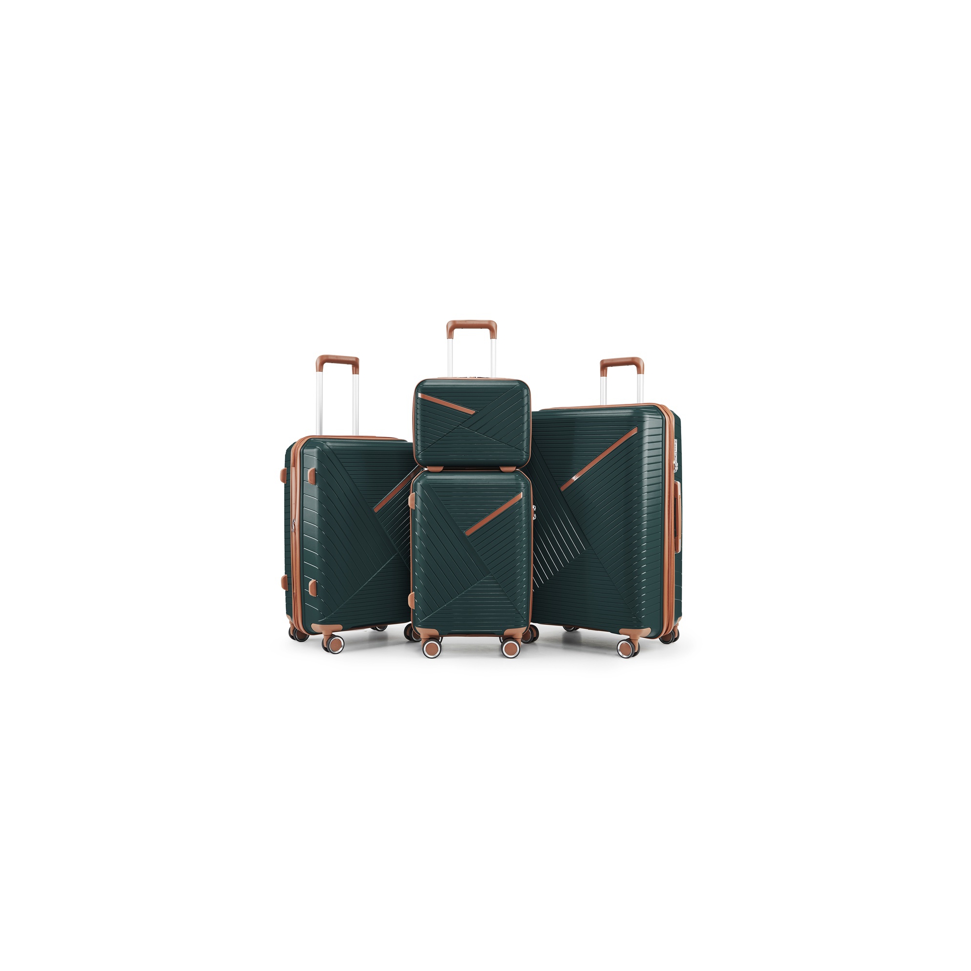 Whisen 4-Piece Hardside Luggage Sets Checked & Carry on Spinner Suitcase Set with Spinner Wheels & TSA Lock (14"/20"/24"/28") - Army Green