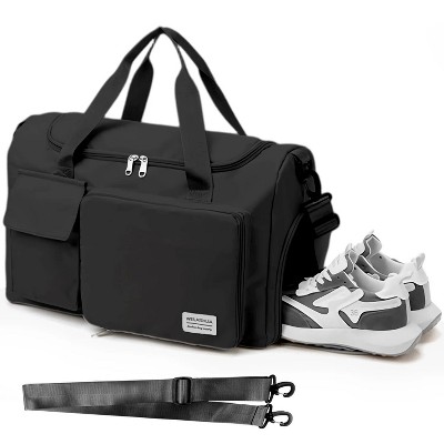 Luupatchy Black Carry on Weekender Backpack with Shoe Compartment, for Travel, Gym，Fishing, Travel Duffle Bag for Women, Men,
