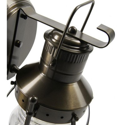 Bronze Dimmable Outdoor Lantern Wall Sconce with Glass Shade