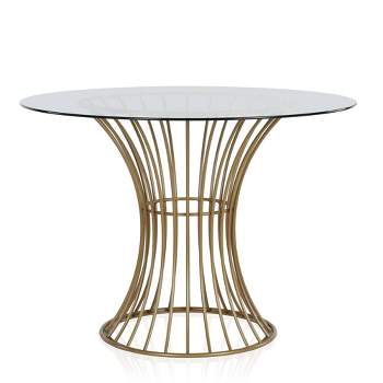 Westwood Glass Top Dining Table with Tempered Glass Brass - CosmoLiving by Cosmopolitan
