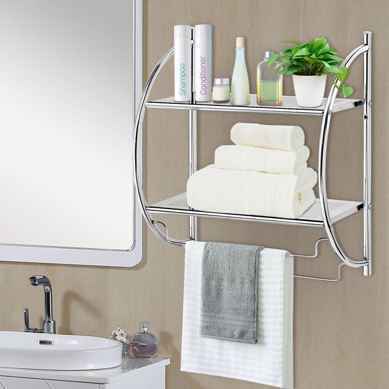 Tangkula Wall-Mounted Towel Rack Shower Suppliers Storage Holder Bathroom, 2 of 9