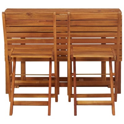 Acacia Wood Garden Planter Table & Bistro Chair Set with Zinc Pot