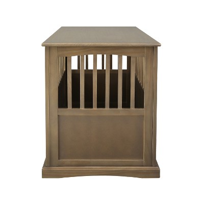 Casual Home Large Wooden Indoor Pet Crate Dog House Kennel End Table Night Stand Furniture, Taupe Gray
